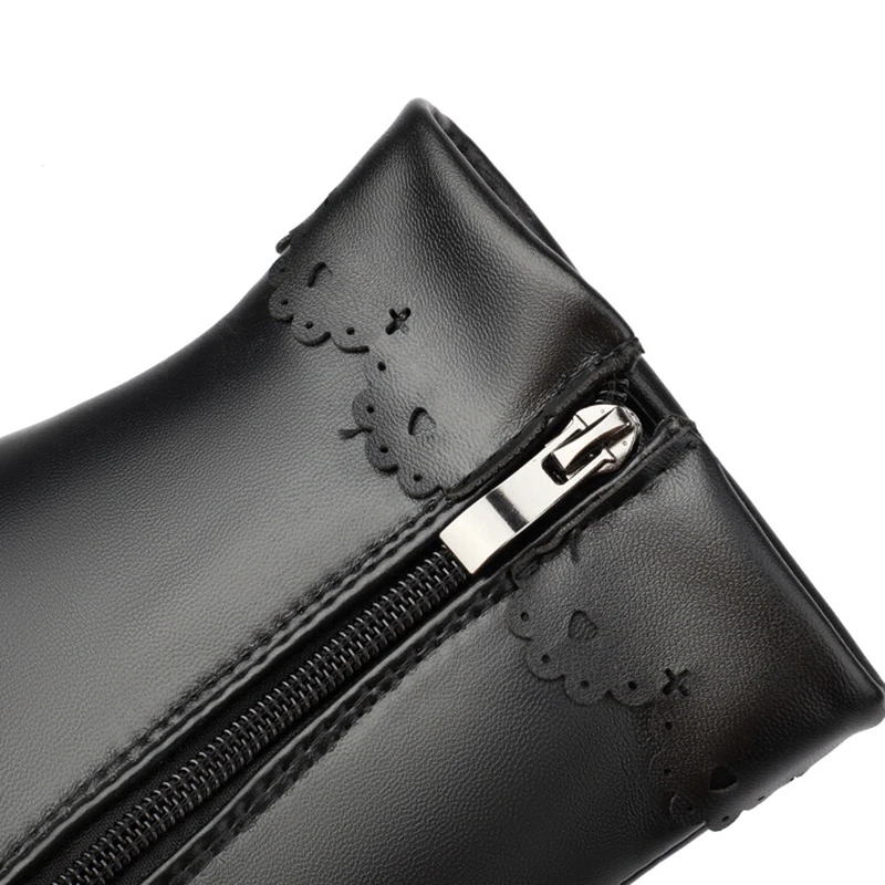 ORCHALISA الحلو لطيف حذاء من الجلد جولة تو 5 سنتيمتر كعب انقطاع اللؤلؤ حجم 46 47 48 US16 US17 طالب أسود أبيض #5