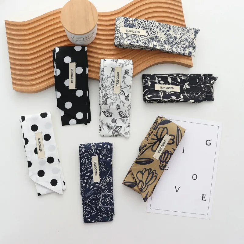 French Polka Dot Long Silk Scarf for Women 2025 New Fashion Neck Protection High-Grade Versatile Multi-Purpose Print Headband