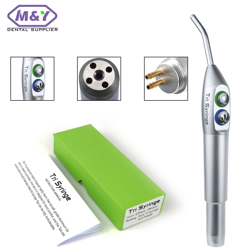 Tri Syringe Dental 3 Way Air Water Syringe 5 Hole Triple Spray Handpiece Autoclave stainless steel Nozzles