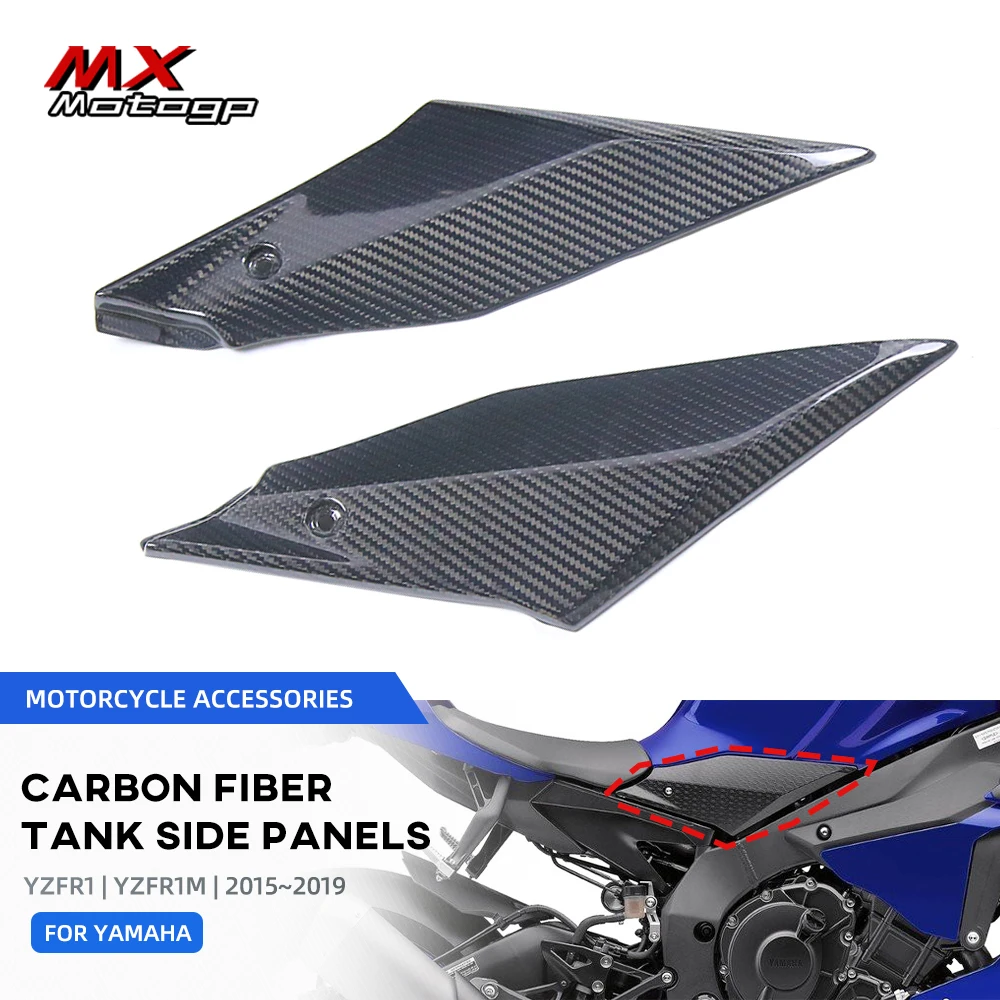 

Real Carbon Fiber Motorcycle Gas Fuel Tank Side Trim Insert Cover Panels Fairing For YAMAHA YZF-R1 YZF R1 R1M 2015 2016 17 18 19