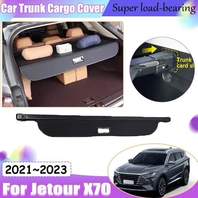 Rear Trunk Cargo Cover for Jetour X70 Plus Soueast DX8 2021 2022 2023 Retractable Mesh Elastic Mesh Luggages Interior Accessorie