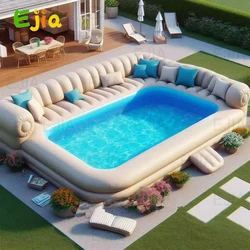 16ft-5m Large Family Party Outdoor Inflatable Sofa Pool Two in One Sofa & Pool Luxury Lounge Chair Swimming Pool for Kid Adults