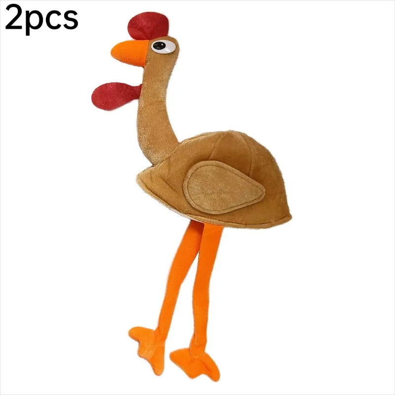 1/2/4pcs Cartoon Turkey Facial Design Breathable Plush Carnival Turkey Hat Loose Fit For Event Cosplay Holiday Themed Dress Up