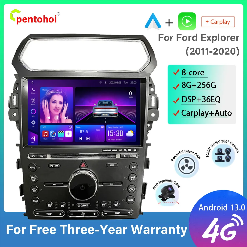 Pentohoi Android 13.0 per Ford Explorer 2011-2020 Touch Screen autoradio lettore multimediale Stereo Carplay Andorid Auto 8G + 256G