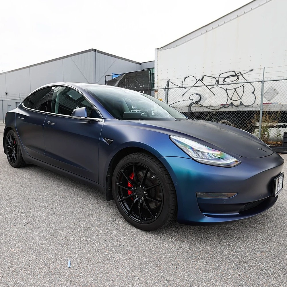 Dazzling Blue Pre-cut PPF For Tesla Model 3 2020-2023 Paint Protection Film Color Change Film Anti-Scratch Resistant Anti-UV Kit