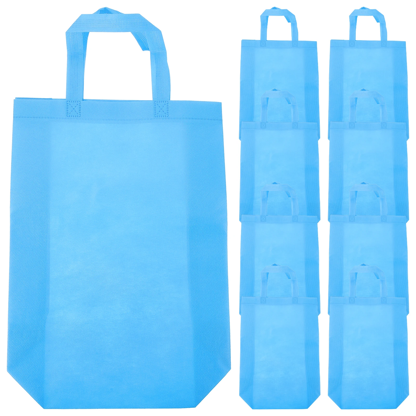 

12 Pcs Tote 30x38x10cm H held Large Capacity Non Woven Reusable Grocery Single Shoulder Bag H held Storage Blue Bag