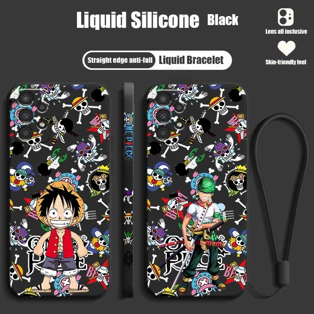 O-nes P-ieces Anime For Samsung A73 A72 A71 A60 A57 A56 A55 A54 A53 A52 A36 A34 A27 26 A17 Liquid Left Rope Cover Phone Case