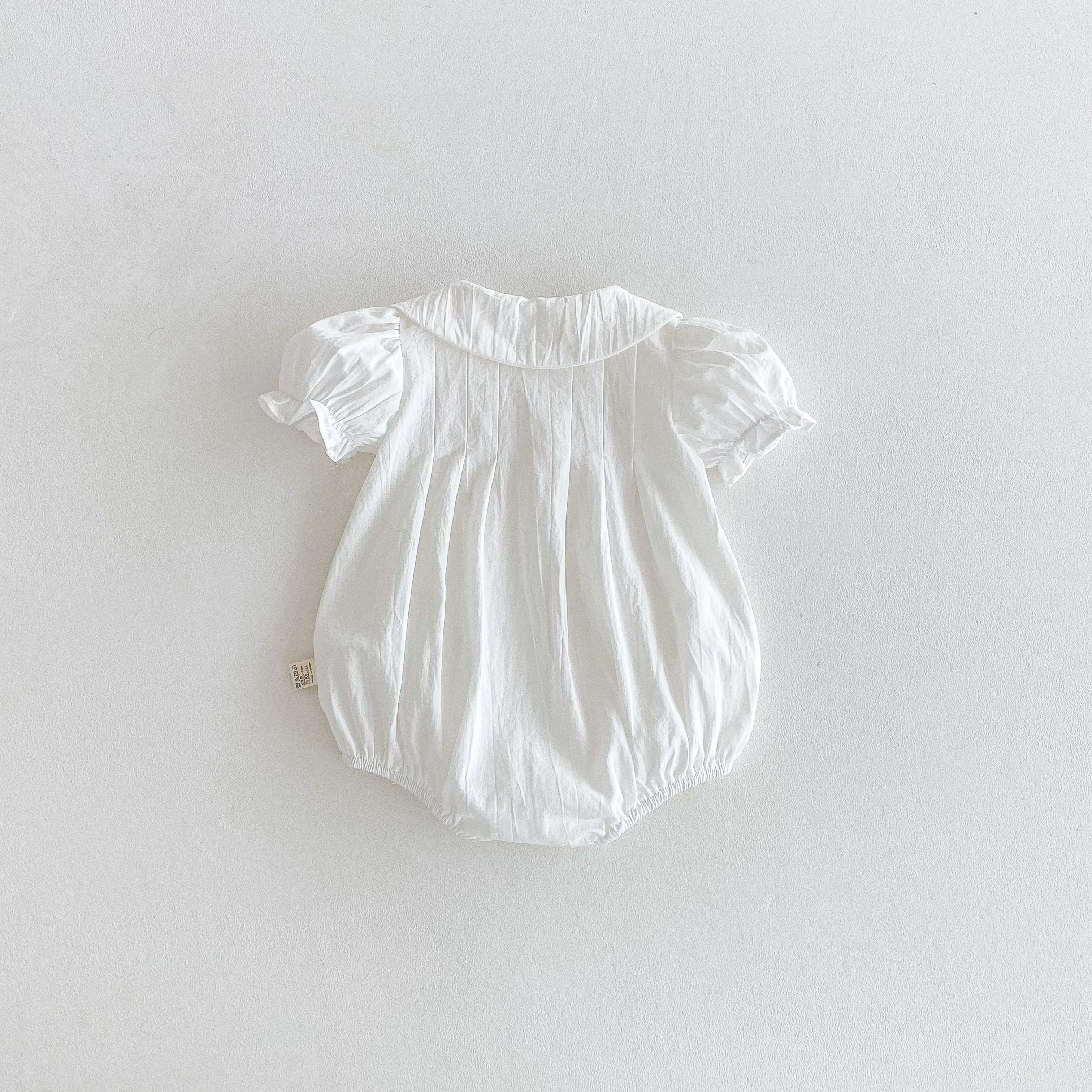 فستان صيفي للفتيات الصغيرات بأكمام قصيرة وطية صدر السترة مثلث من قطعة واحدة مع بدلة تسلق لطيفة على شكل فيونكة #5