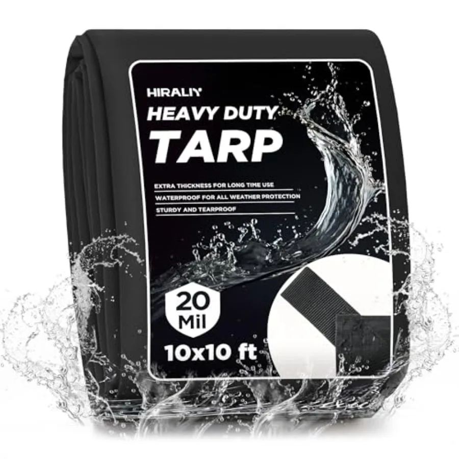 

20 Mil Heavy Duty Waterproof Tarp, Tarpaulin with Reinforced Webbing Loops, Multipurpose Oxford Fabric Tarp for Firewood, Roof,
