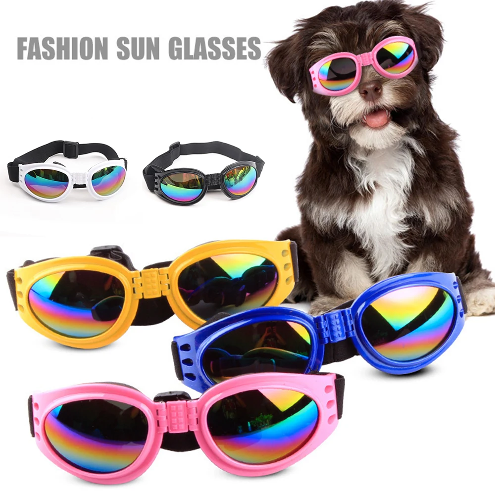 pet Dog Sunglasses Foldable Adjustable Collapsible Padded UV Protection Sunglasses Pet Accessories Motorcycle Glasses