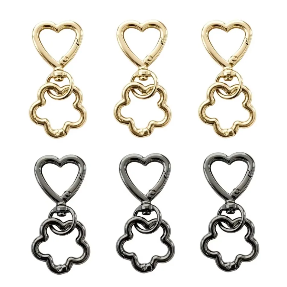 2/30/50 Sets Love shape Spring Snap Carabiner Clip O Rings Swivel Trigger Hook Metal Clasps Keychain for Handbag Lanyards