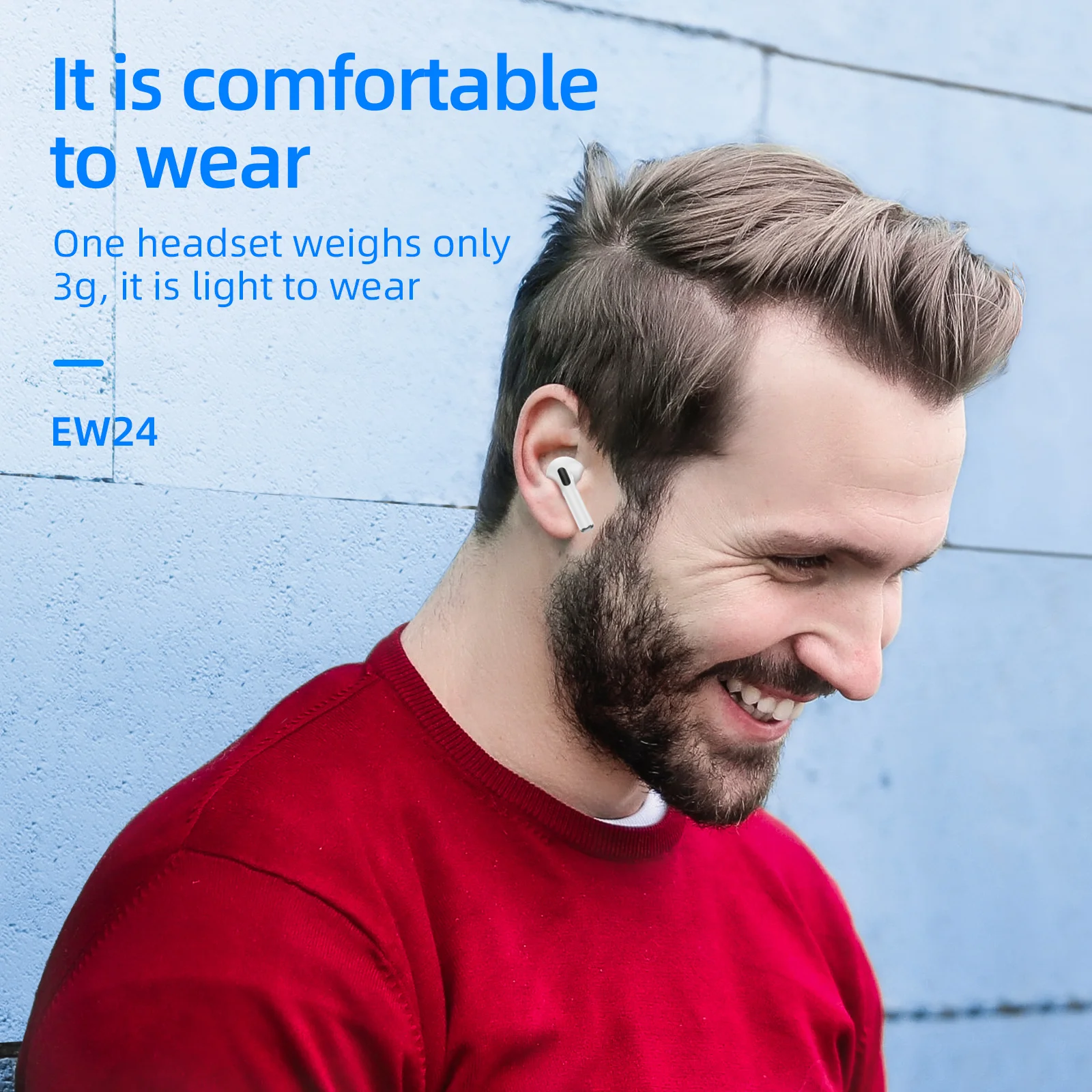 Hoco ew24 mini fone de ouvido bluetooth sem fio alto sons semi-in-ear música baixo fones de ouvido para iphone android móvel branco