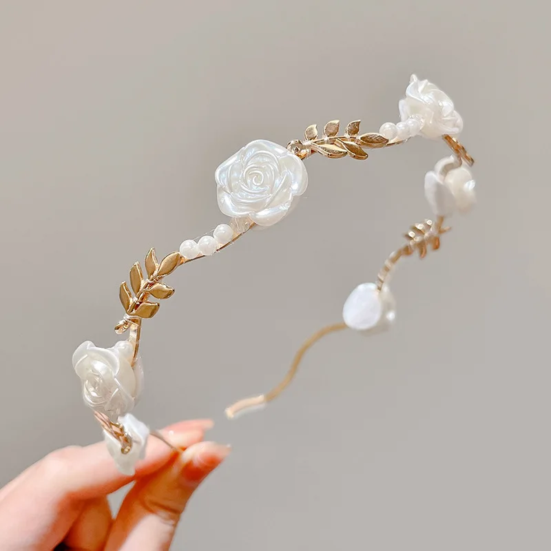 Luxurious Elegant Rose Vine Headband Headband For Women Sweet Bride Flower Head Hoop Hair Clip Wedding Hair Accessories