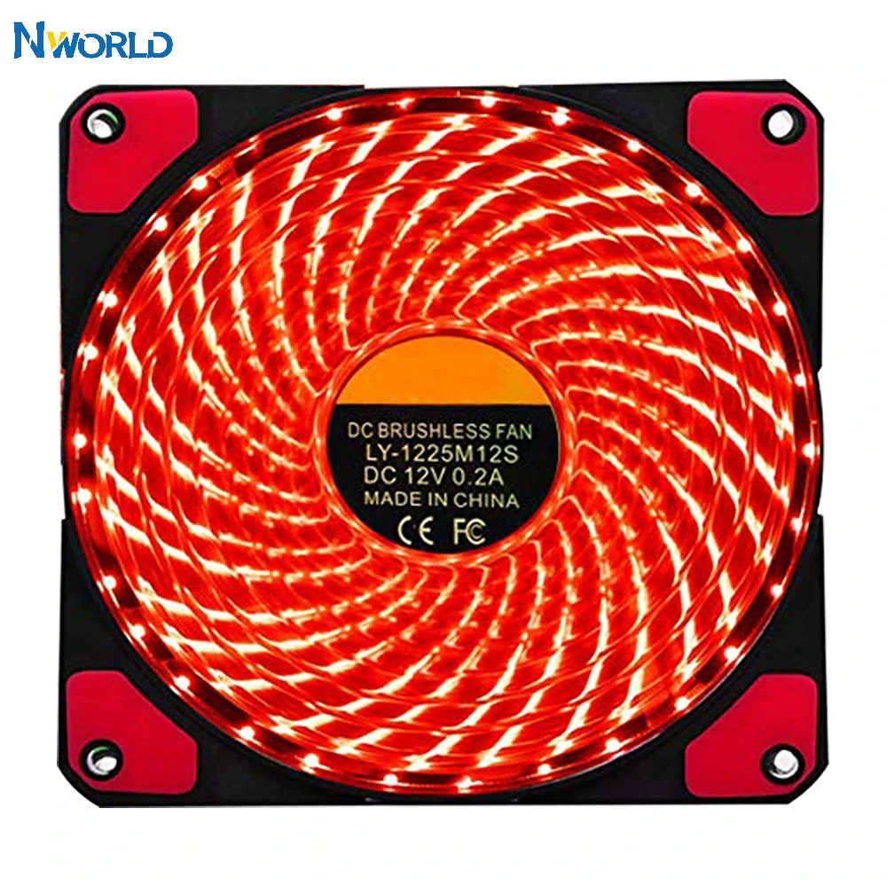 120mm LED PC Case Cooling Fan Ultra Silent 16dB 33 LEDs Computer Cooler Fan With Anti-Vibration Rubber Pad For Desktop Chassis