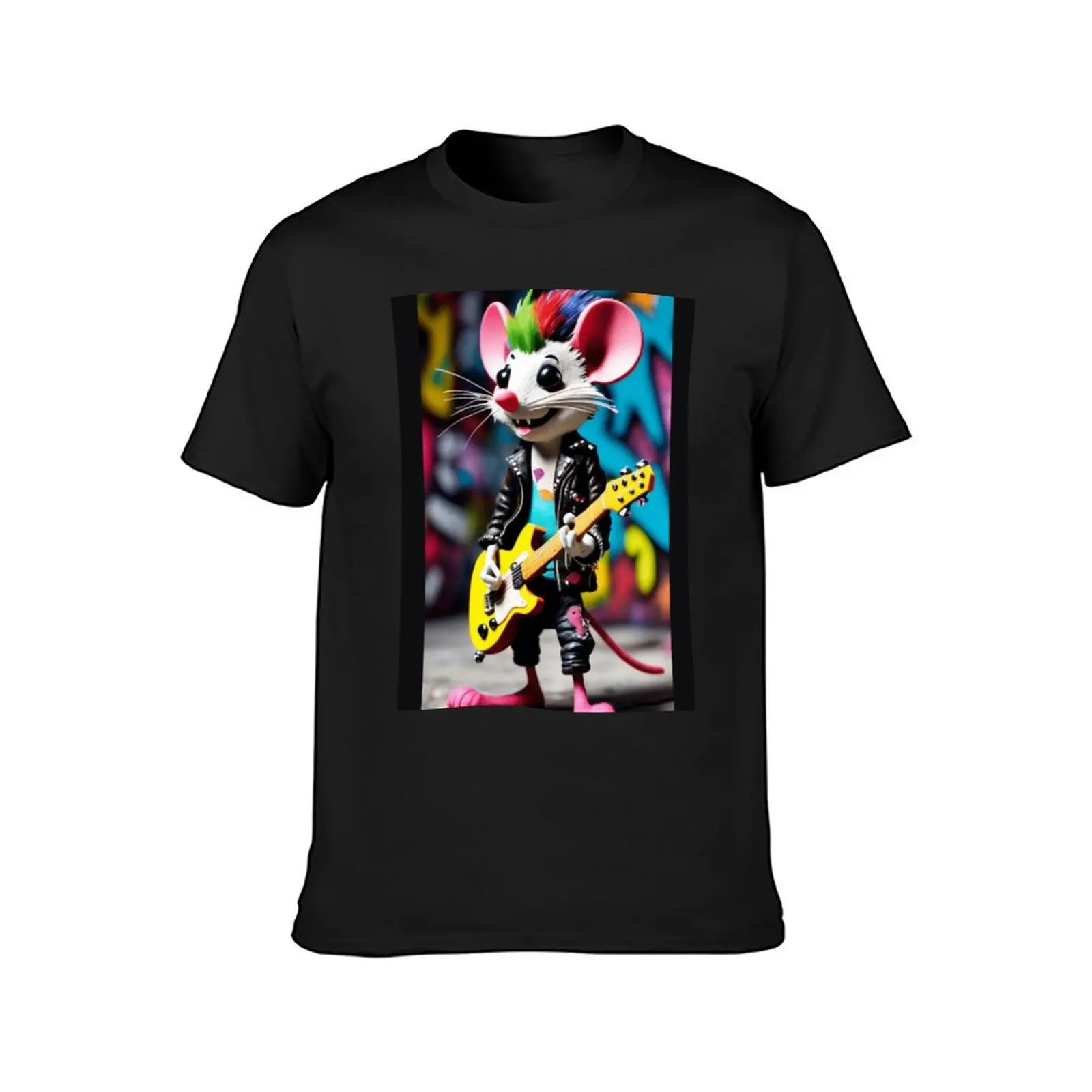 Rock Mouse Jamie T-Shirt vintage clothes customizeds kawaii clothes fruit of the loom mens t shirts