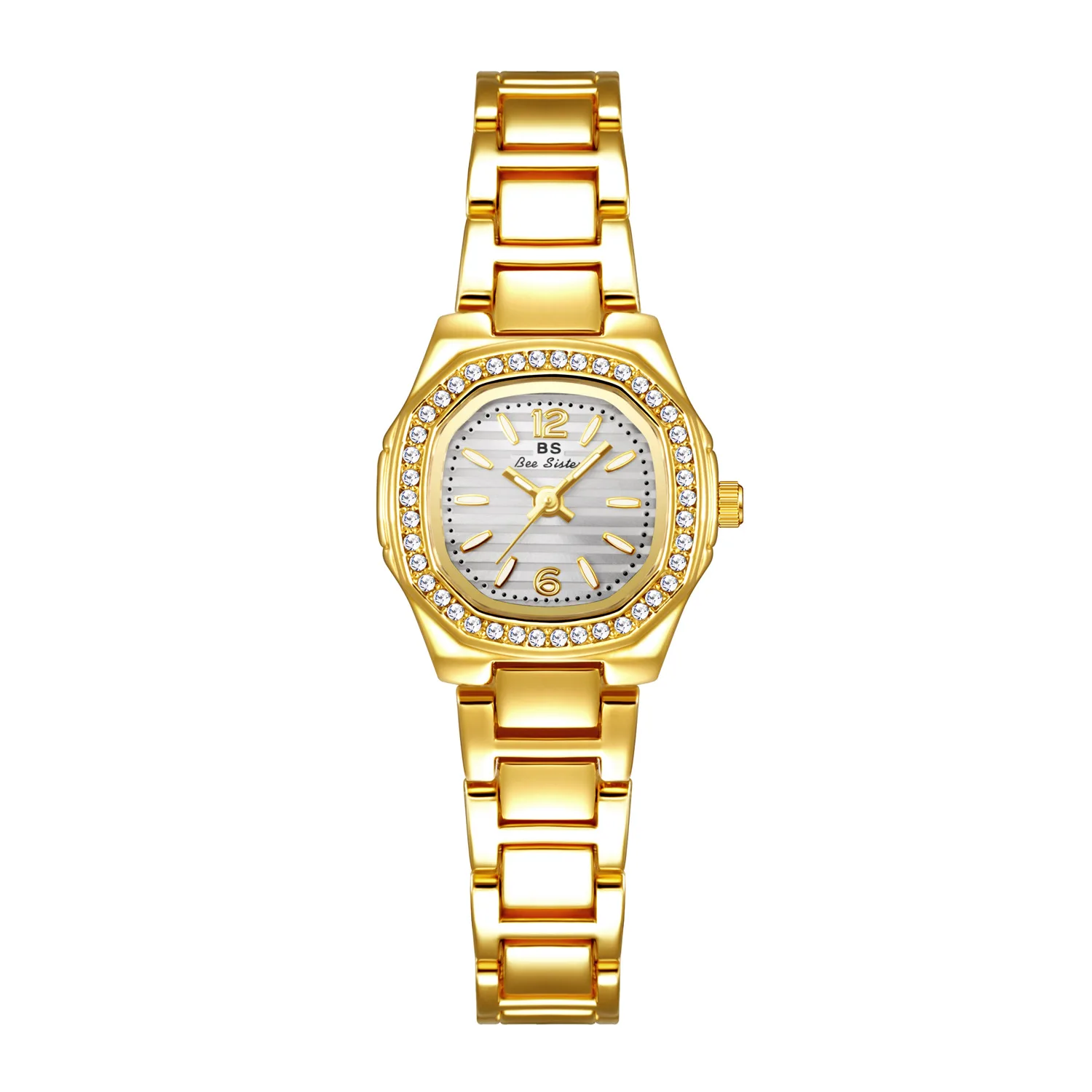 Luxury Brand Gold Steel Strip Square Women's Watch Classic Waterproof Rhinestone Quartz Elegant Business Watch Delivery Gift Box