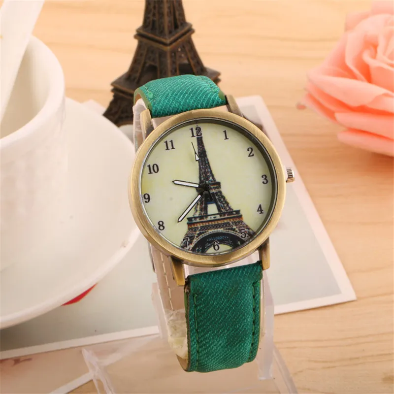 Fashion Brand Women\'s Watches Eiffel Tower Vintage Leather Quartz Watch Women Ladies Wrist Watches Casual Clock Gifts