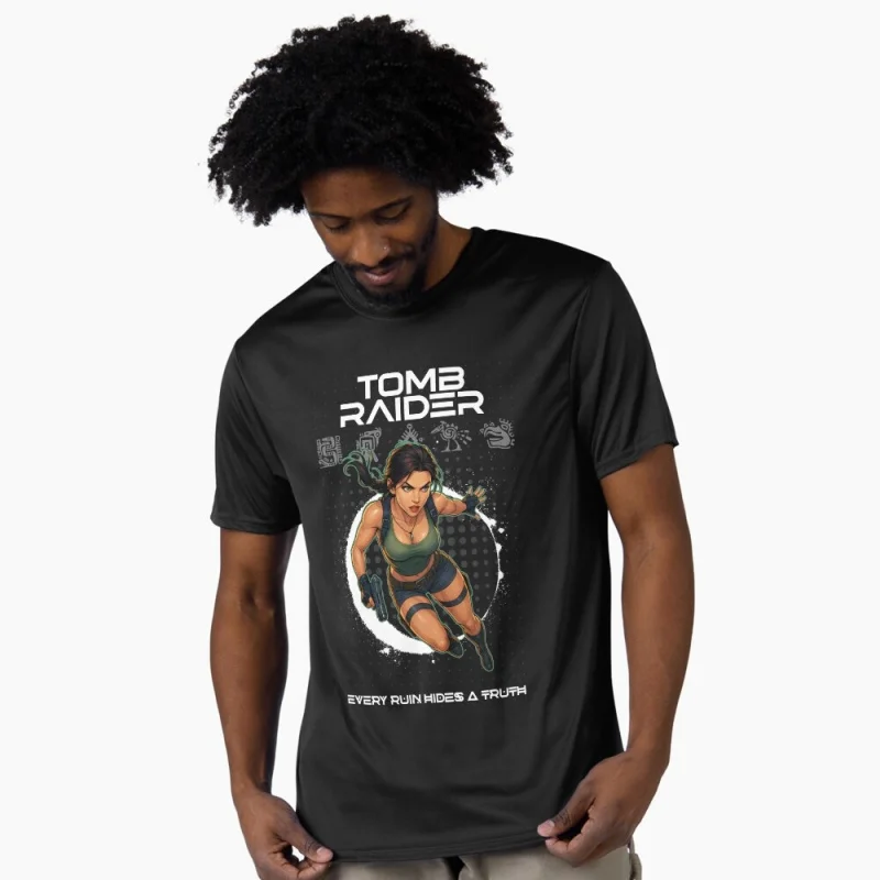 80s Retro video game Tomb Raider  Lara Croft Gift t shirt Every Ruin Hides A Truth printed Graphic Clothes All size Tops S-6XL