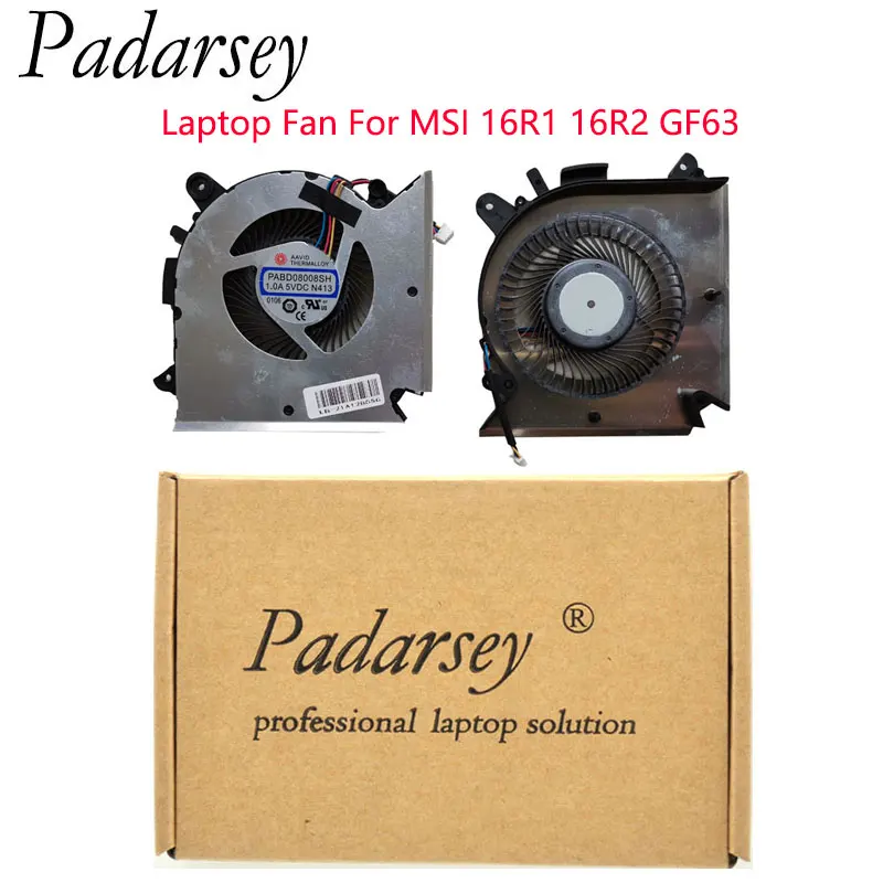 Padarsey Notebook CPU Cooling Fan for MSI GF63 MS-16R1 MS-16R2 Series Laptop E322500300A PABD08008SH N413