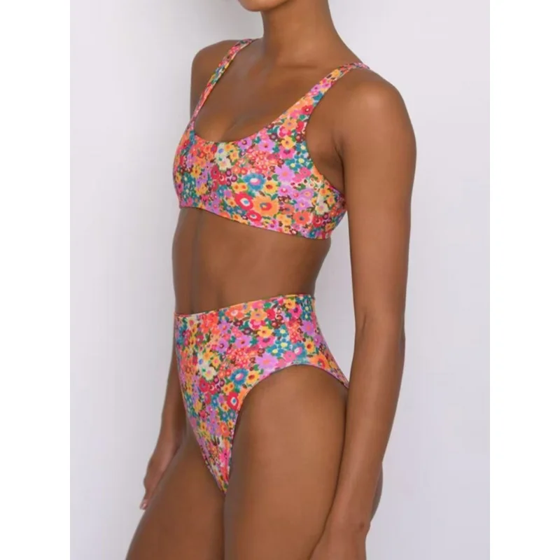 

New Floral Soft Bag Adjustable Thick Shoulder Strap Fresh Bikini Summer Beach Fashion Women's Swimsuit