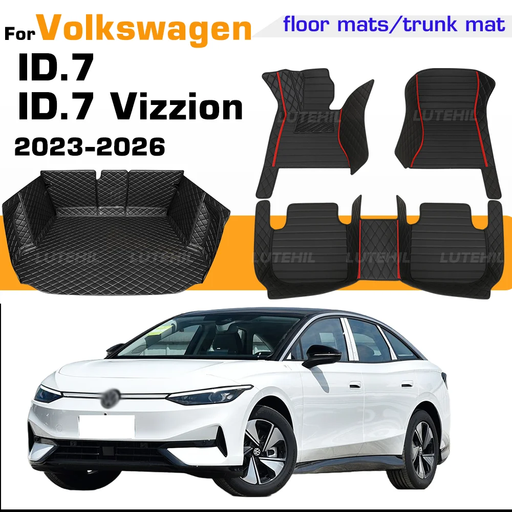 

Car Floor Mat For Volkswagen ID.7/ID.7 Vizzion 2023 2024 2025 2026 Full Coverage Trunk Mat Foot Pads Cargo Liner Carpet Cover