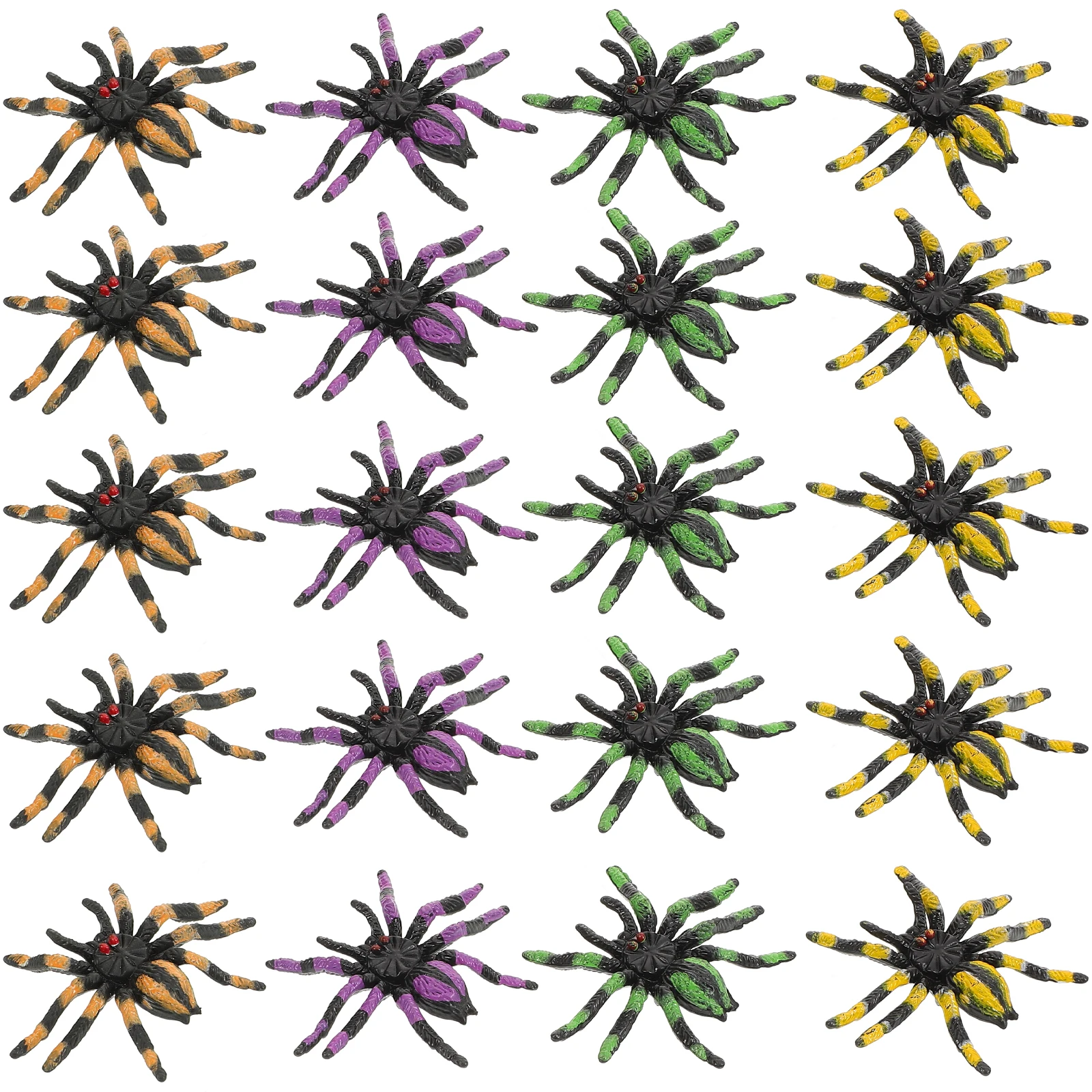 

20pcs Spider Decorations Halloween Party Layout Prop Simulation Haunted House Decor Fake Spiders Purple Yellow Green ange Each
