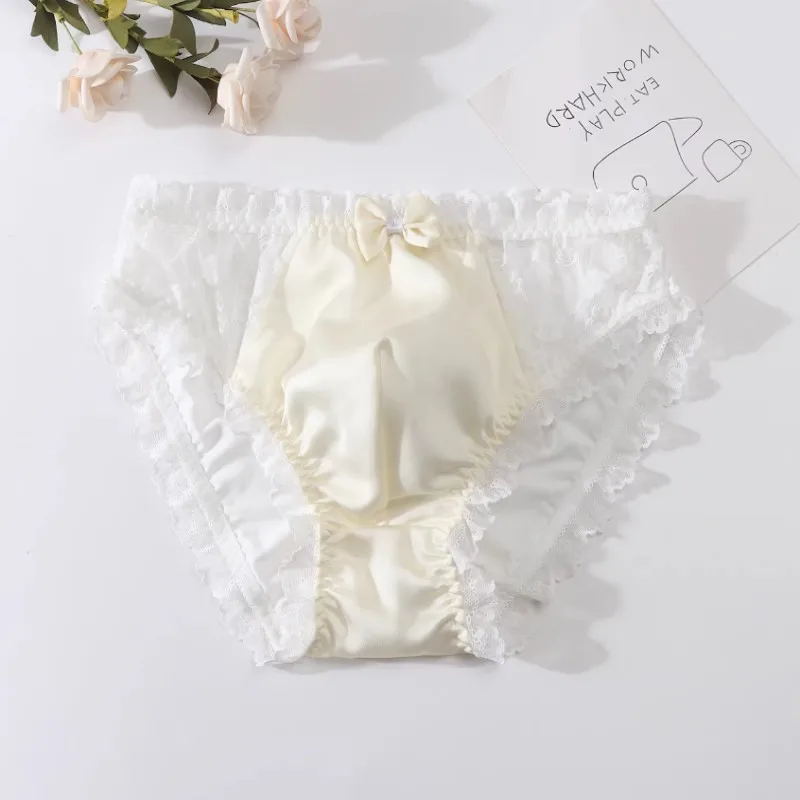 

Sexy Men Lace Mid Waist Underwear Lightweight Mesh Breathable Lingerie Skin-friendly Silky Touch Panties Sissy Cosplay Briefs