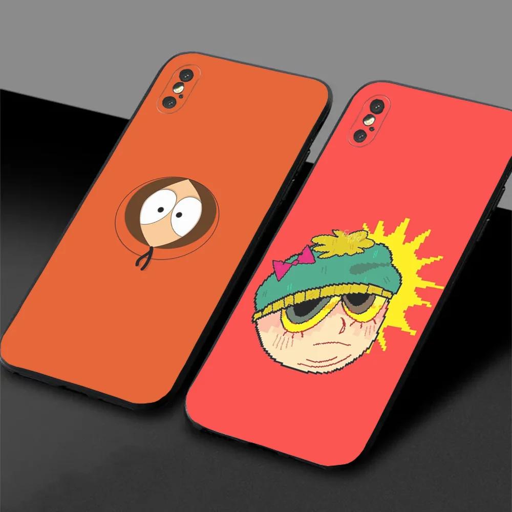 

Phone Case For Samsung S24,23,22,30,21,10,9,Ultra,Plus,Lite,FE,5G Cartoon S-South P-Park Black Soft Case