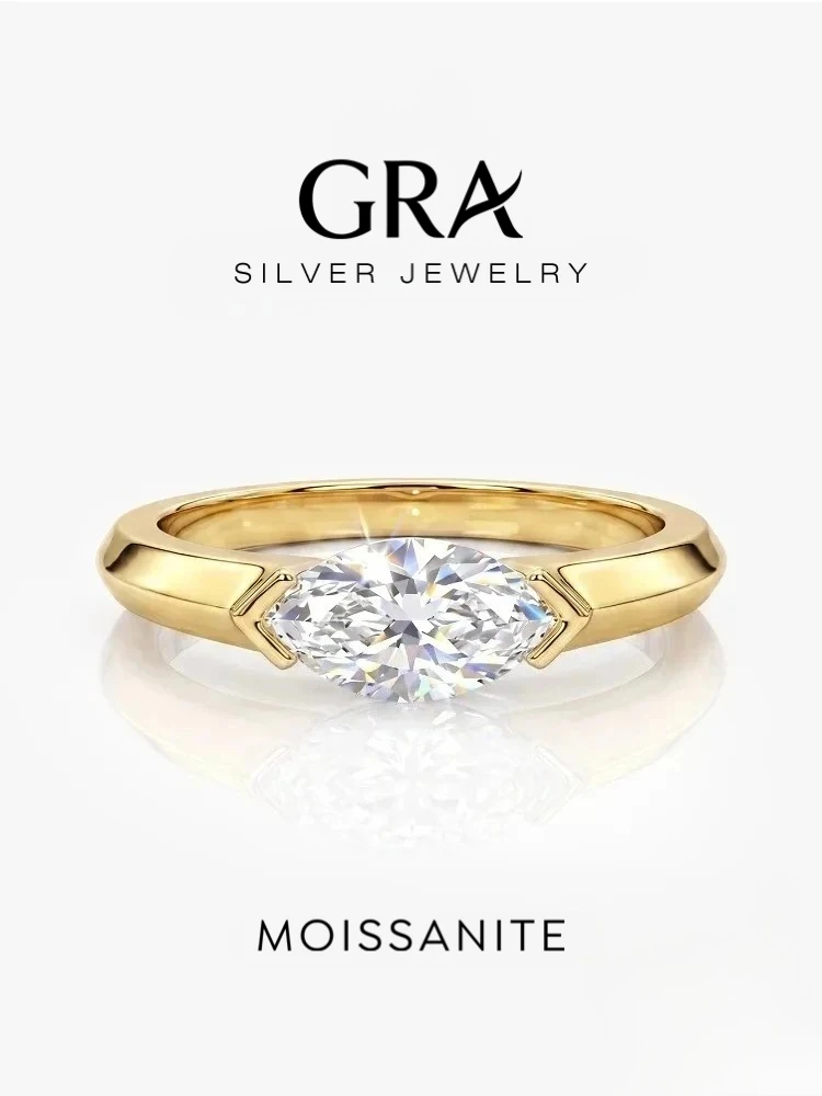 GRA Klassische Modische 1CT Marquise Moissanit Diamantringe für Frauen Jubiläum Hochzeit 925 Sterling Silber Feiner Schmuck