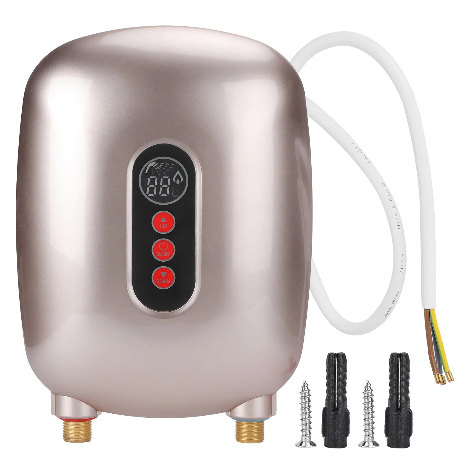 

Premium 6500W Instant Electric Tankless Water Heater Fast Heating Temperature Display 220V for Household Kitchen Bathroom Supply