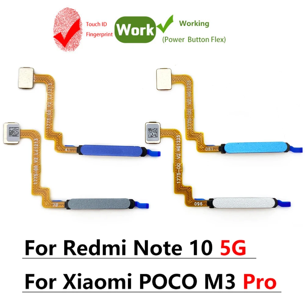 Fingerprint For Xiaomi Poco M3 Pro Redmi Note 10 5G ID Home Button Fingerprint Menu Return Key Sensor Flex Cable