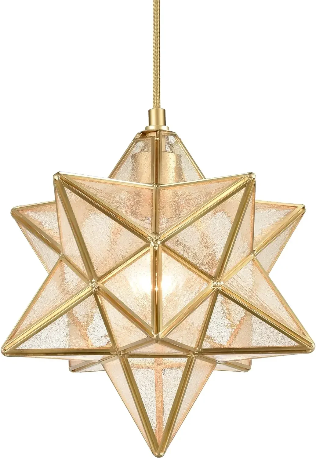 Brass Moravian Star Light in Seeded Glass Pendant Lights Fixture, 11-in crystal chandelier  pendant lights