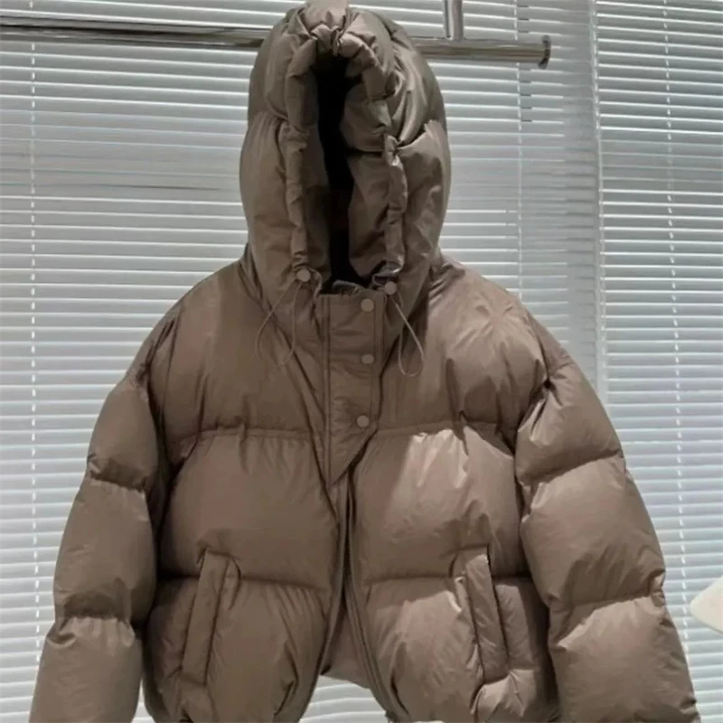 2024 New Korean Puffy Down Cotton Parkas Women Coat Female Hooded Outwear Thicken Cotton Padded Jacket Casual Winter Jacket