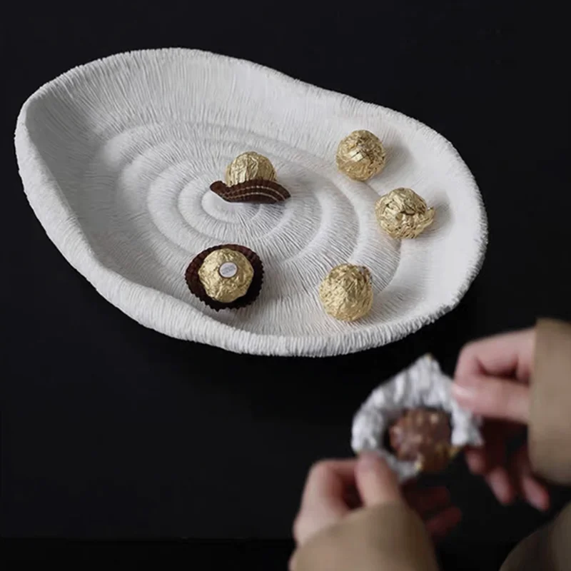 

Поднос для хранения из полимерной смолы с коралловой текстурой, большой поднос для фруктов, настольный контейнер для хранения в гостиной, поднос неправильной формы, декор для дома