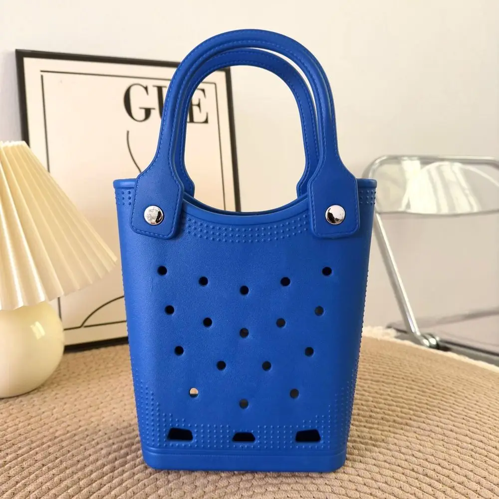 Summer Women Tote Handbag Sundries Organizer Portable Waterproof Beach Bag Solid Color Durable Storage Baskets Girls Gift