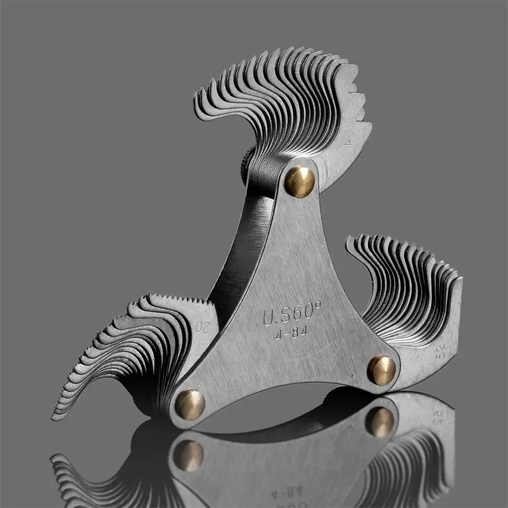 Calibrador de paso de tornillo de acero inoxidable de precisión, cuchillas de rosca de 60 grados, medidor de medición de rosca 4-84, herramienta de medición triangular, 51 piezas