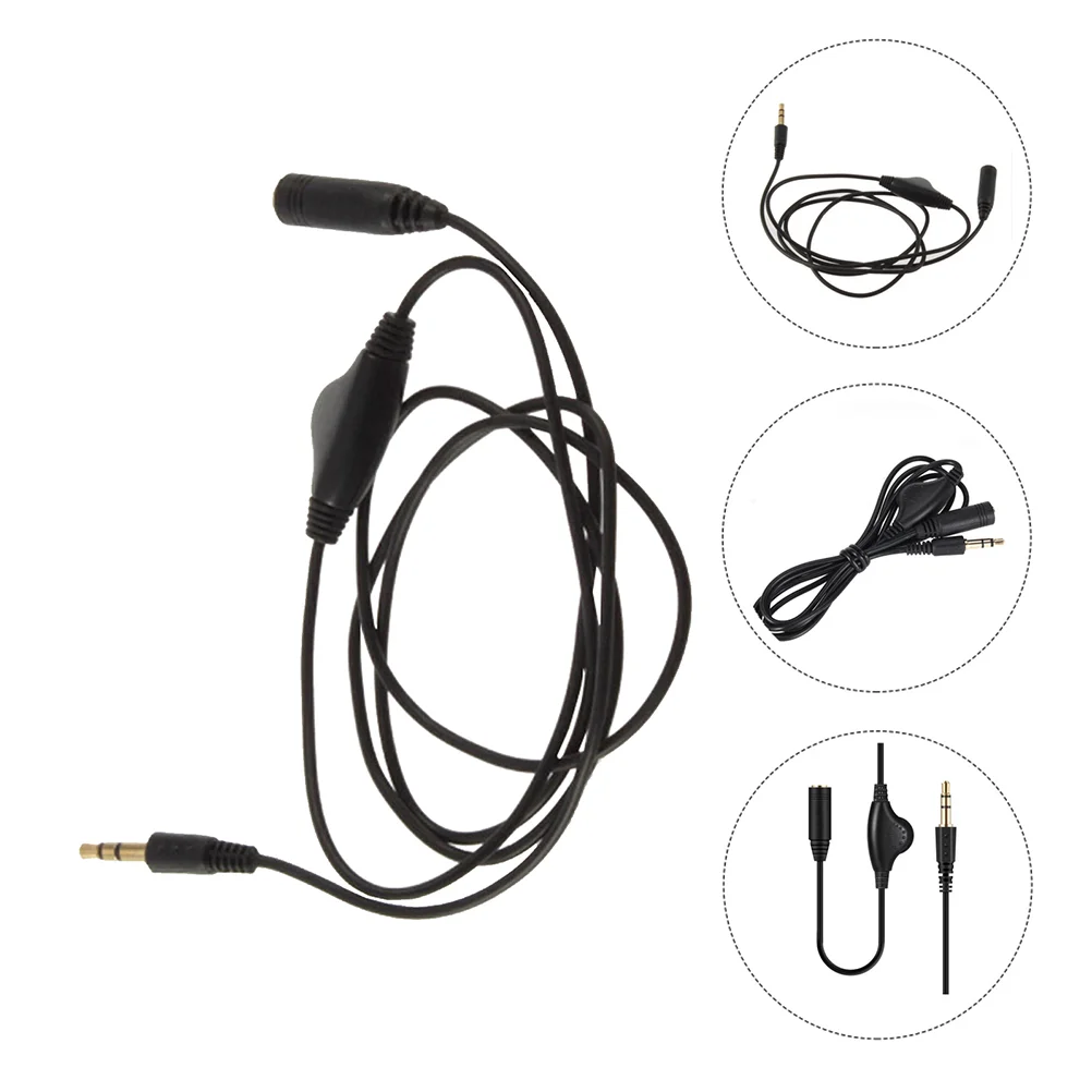 

2 PCS Audio Line Black Extension Cord Pulley Adjusting Cable Cell Phone Volume Control For MP3 Copper 35mm