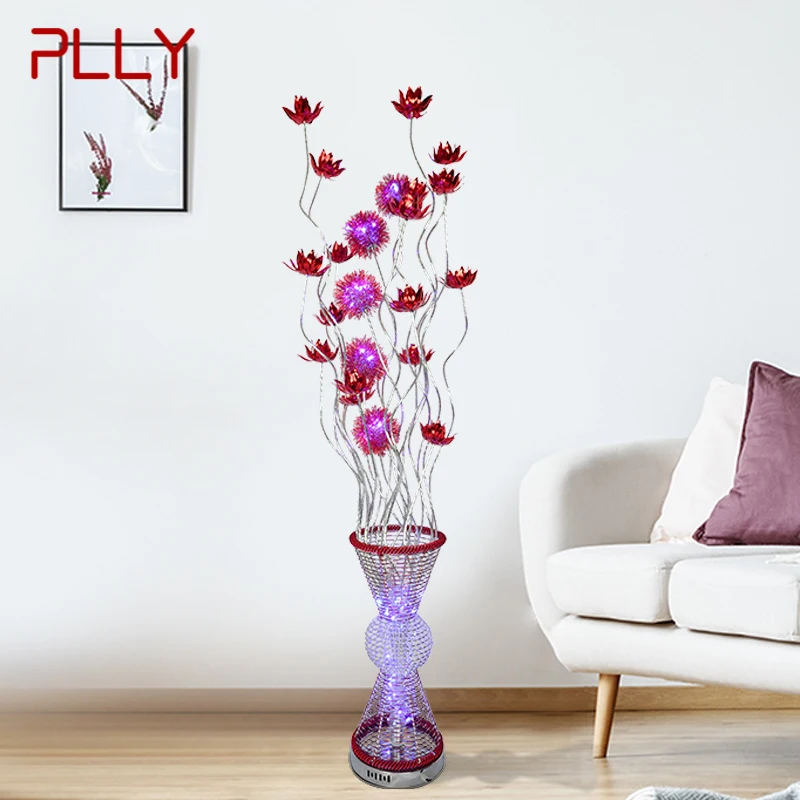 

PLLY Nordic Floor Lamp Modern Art Red Flower Iiving Room Sofa Bedroom Hotel LED Originality Decorative Standing Light