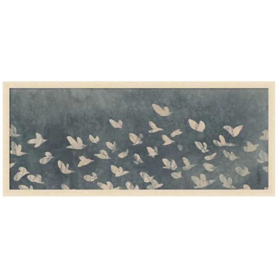 

Тканевая доска для заметок в рамке 42 x 18 Watermark Flock No. 1 печатная повседневная доска для заметок, которую можно использовать как доска для мечтаний или настенный органайзер.