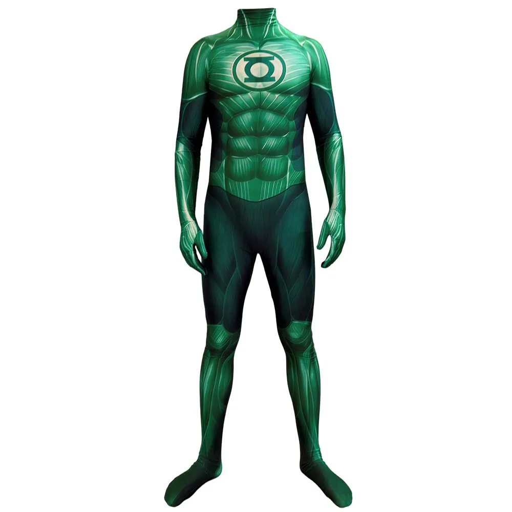 Halloween Male Green Cosplay Costume Lantern Superhero Hal Zentai Suit Man Cosplay Bodysuit Adults Men Party Jumpsuit