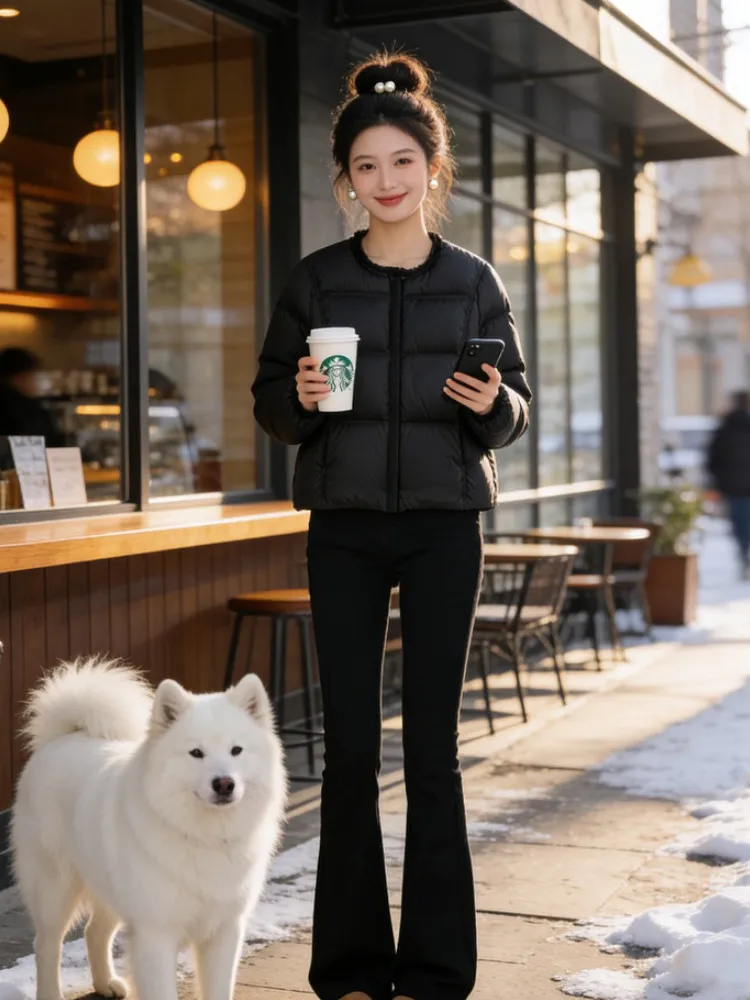 

Новая зимняя женская куртка из хлопка с круглым вырезом, повседневная, универсальная, маленького размера, в клетку, в корейском стиле