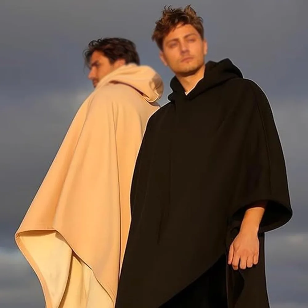 Good Quality Indio Cloak Hoodie Punk Loose Solid Color Men Sweatshirt Casual Blanket With Hat Male Tops Autumn and Winter