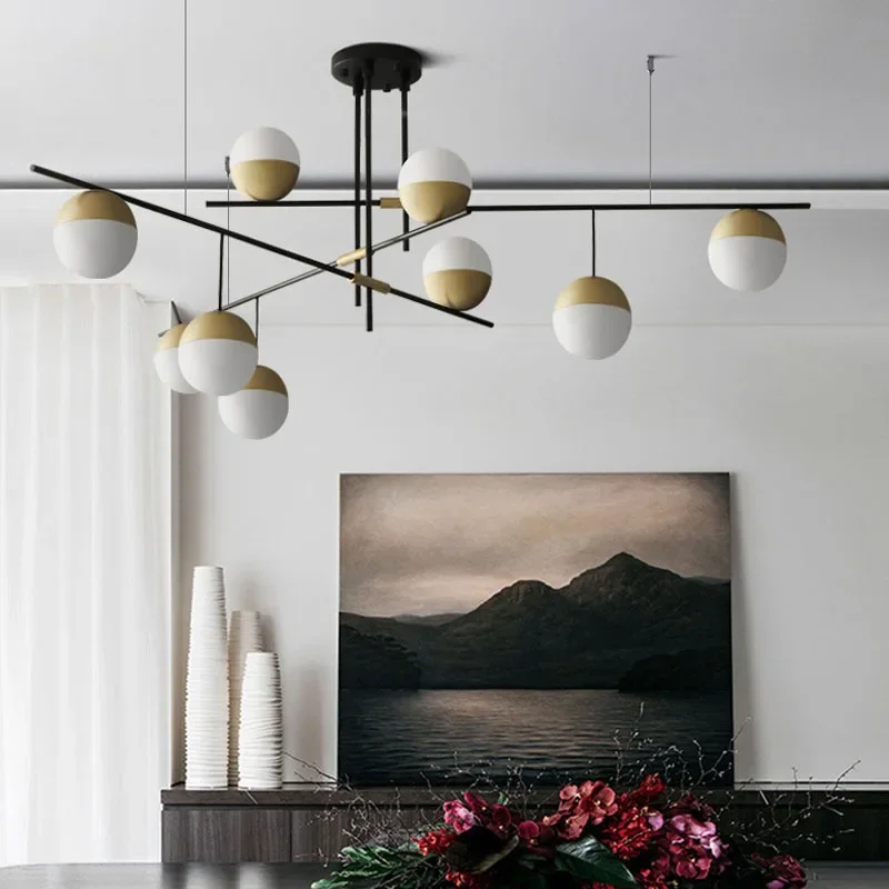 Lampadario a sfera rotondo in vetro bianco latte nordico Lampadario minimalista da pranzo Soggiorno Lampada a sospensione da cucina Lampade a sospensione creative di lusso