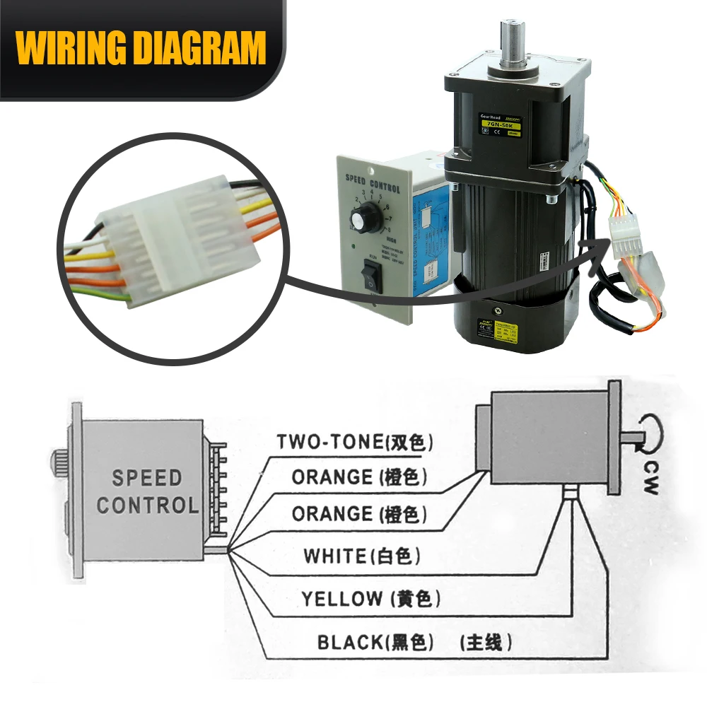 400W Micro AC Motor 110v 220v Single Phase Asynchronous Motor Gear Motor 22mm Motor Shaft+ Speed Controller 5RPM-1350RPM 50/60hz