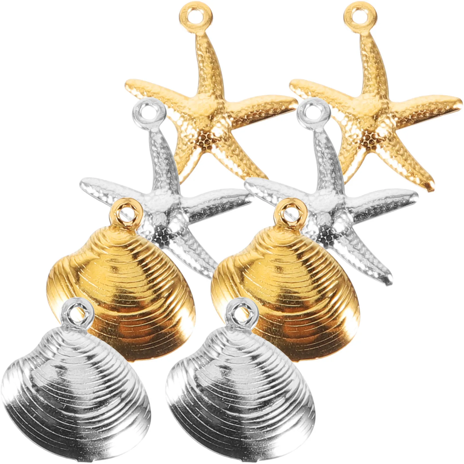 

Набор декоративных подвесок из нержавеющей стали в виде морских звезд и ракушек для создания украшений своими руками: серьги, ожерелья