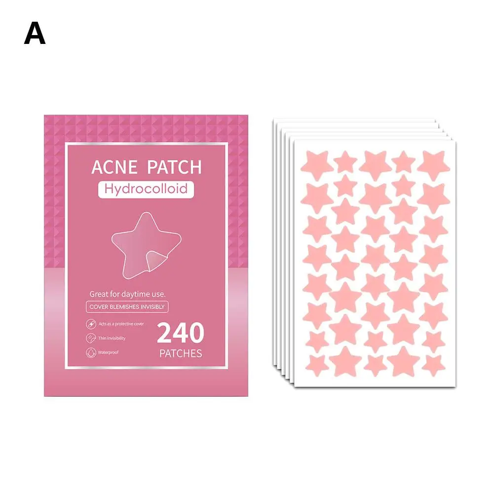 Patch de estrela Acne para cravos, leves não irritantes, Acne hidrocolóide adesivo, Comedão fechado, D9S8, 30, 240Pcs, Novo