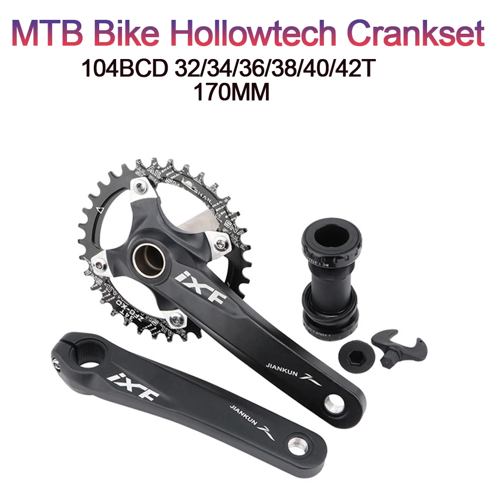 IXF 104bcd Mountain Bike 170mm Hollowtech Crank 104BCD 32/34/36/38/40/42T Sprocket 68/73MM BB 1X8/9/10/11/12Speed MTB Crankset