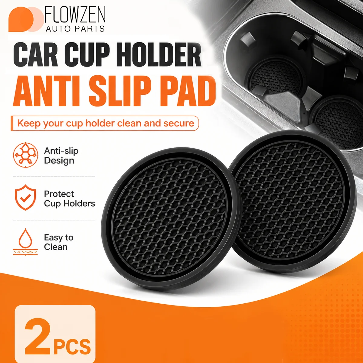 2PCS Car Cup Holder Anti Slip Pad Honeycomb Rubber Coaster Insert Mat Universal Auto Interior Accessories Dustproof Easy Clean
