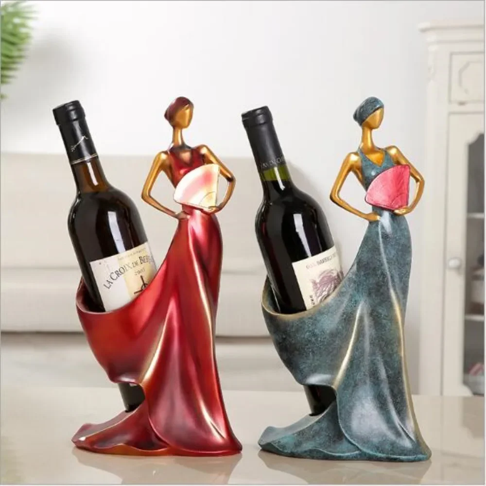 

Wine Racks Handmade Home Bar Kitchen Accessories Resin Beauty Girl Model Wine Holder Home Decoration Figurines Miniatures Craft