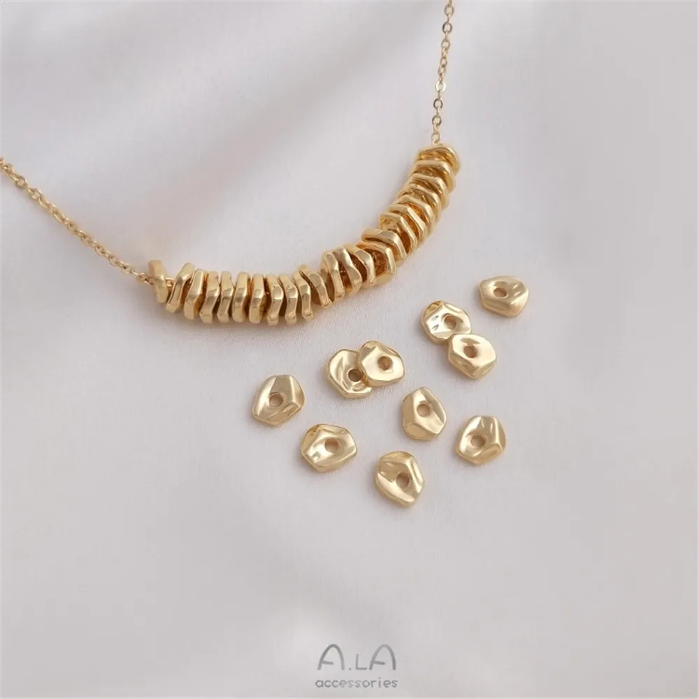 14K tasche von reales gold unregelmäßigen kleine gebrochen gold spacer gebrochen gold und silber bead spacer dichtung DIY bead zubehör